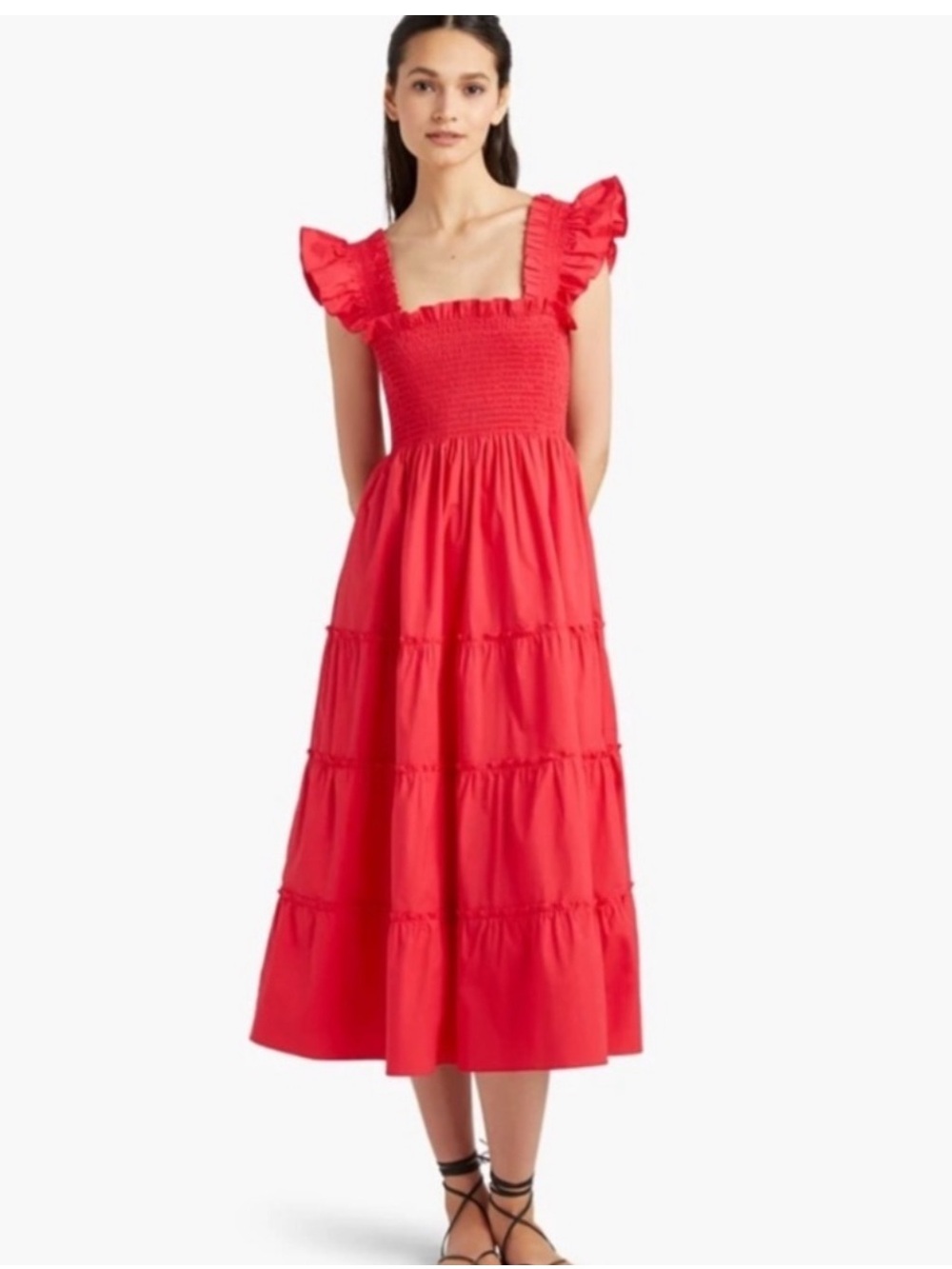 Hill House The Ellie Nap Midi Dress in Raspberry Red, XS